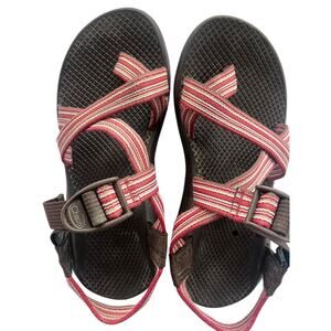Chaco Z2 Toe Strap Sandals Womens 7 Brown Red Orange